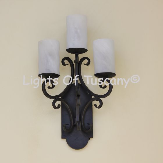  Tuscan / Spanish Style Iron 3 Light Wall Sconce Iron Vintage