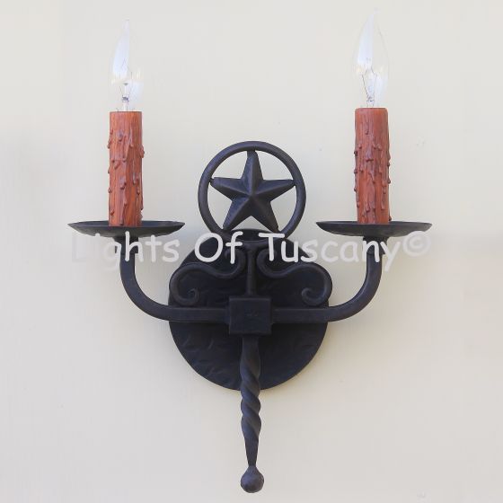  Lone Star Country Farmhouse Style Iron Wall Light  Rustic Texas Style