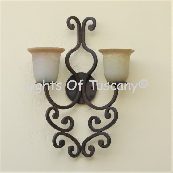 Italian Country Wall Sconce, French Country Wall Sconce, Rustic Wall Sconce, Spanish Wall Sconce, Double Light Wall Sconce, Mediterranean Style Wall Sconce