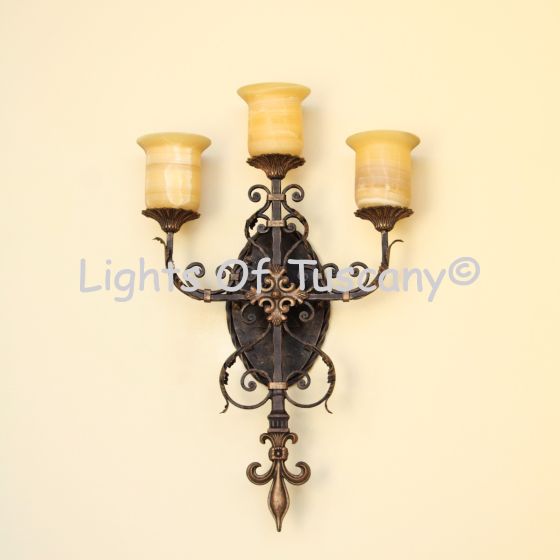 5385-3 Tuscan Style Wrought Iron Wall Light Sconce