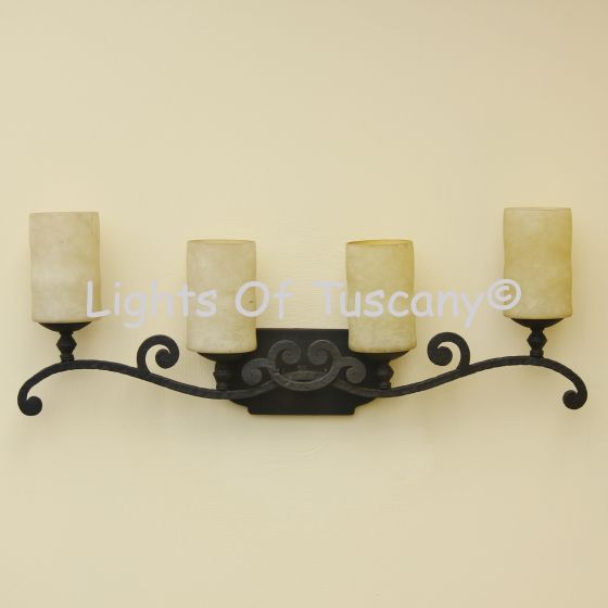 5507-4 Tuscan Style Wrought Iron Bathroom Vanity Light Bar