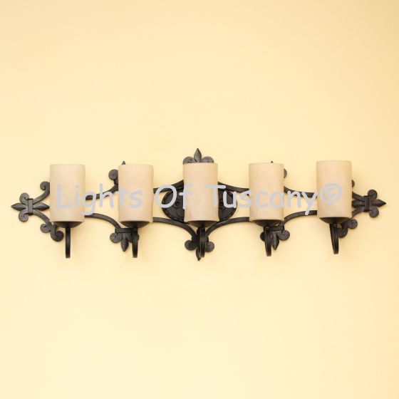 5573-5 Mediterranean Style Wrought Iron 5 Light Bathroom Vanity Bar Light