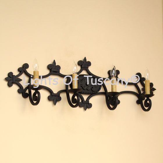 5576-4 Mediterranean Style Wrought Iron Bathroom Vanity Bar Light