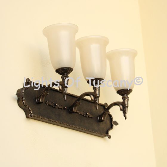 5671-3 Tuscan Style Wrought Iron Bathroom Bar Vanity 3 Light