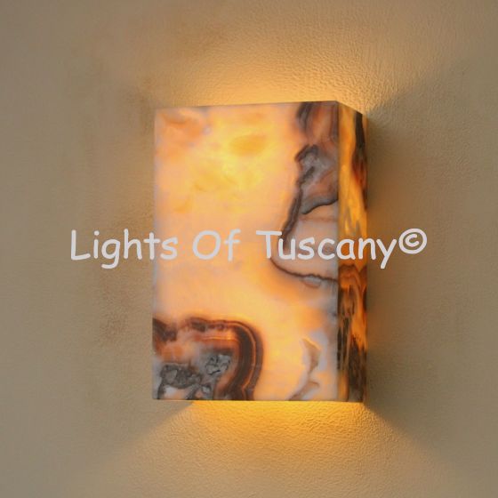 5810-1MAR Real Onyx Stone Architectural Indoor Wall Sconce Marbled