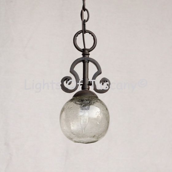 6145-1 Wrought Iron Kitchen Island Hanging Globe Pendant Light