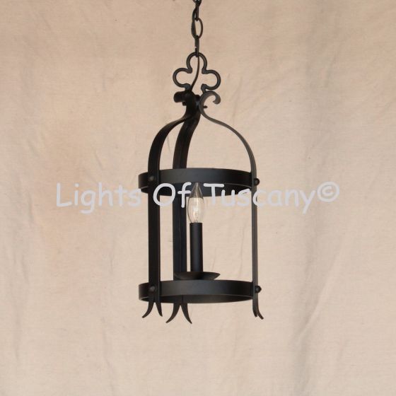 6176-1 Old World Spanish Revival Style Wrought Iron Pendant with Candle