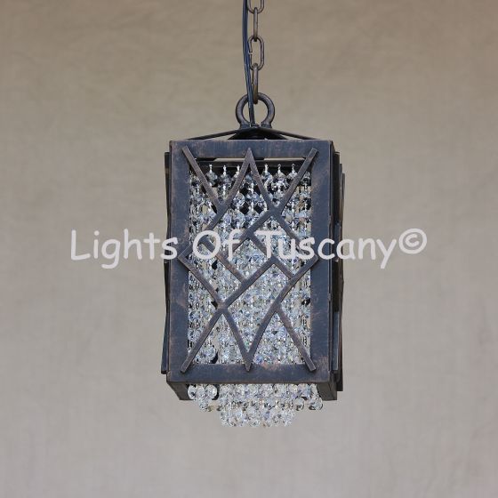 Contemporary crystal mini pendant-Wrought Iron