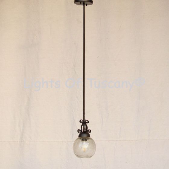 6190-1 Wrought Iron Mini Pendant Light With Globe