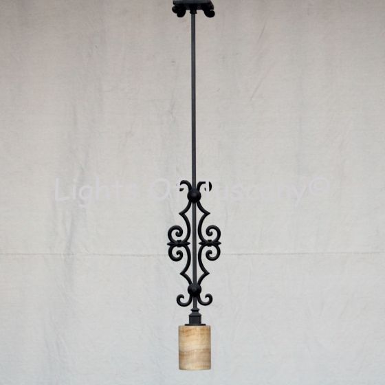 6209-1 Spanish Revival Style Wrought Iron Hanging Pendant Light