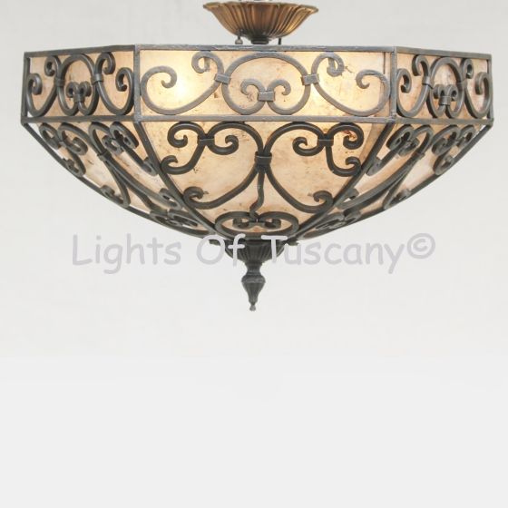 Spanish Style Semi Flush ceiling fixture.