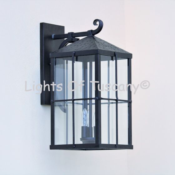 7000-3 Spanish-Contemporary Lantern Wrought Iron Exterior Lighting