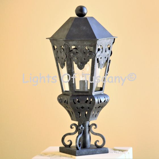7042-1P Spanish-Mexican Hacienda Style Wrought Iron Post Light