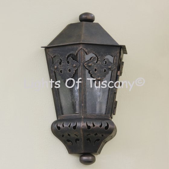 7045-2 Spanish/Mexican style wrought iron outdoor pocket lantern/lamp