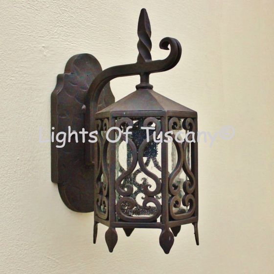 7067-1 Tuscan/ Spanish Style Outdoor Wrought Iron Wall Lighting Fixture