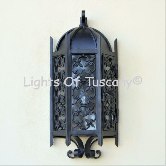7143-1 Moorish-Gothic Revival Style Outdoor Iron Pocket Wall Light