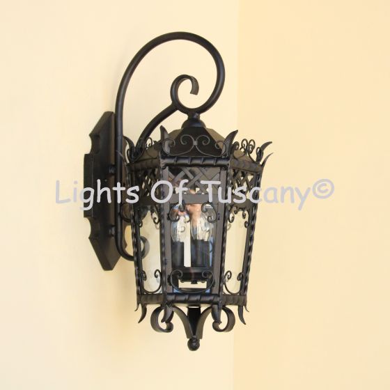 7161-3 Gothic Revival Old World Hand Forged Wrought Iron Wall Light