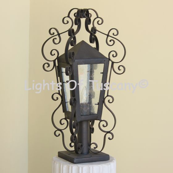 Spanish revival outdoor column post lantern light