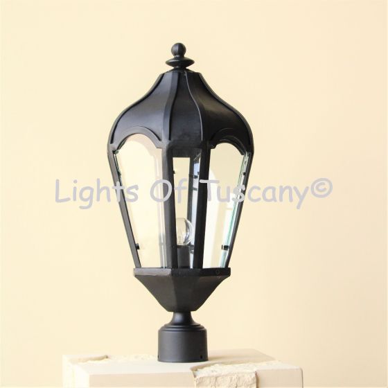 7297-1P Mediterranean Transitional Style Iron Outdoor Post Lantern