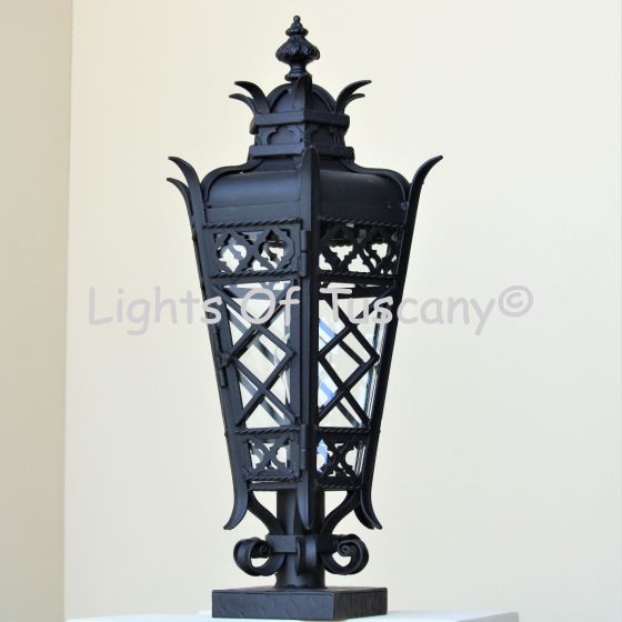 7311-1P   Mediterranean Gothic Revival Style Iron Outdoor Post Light