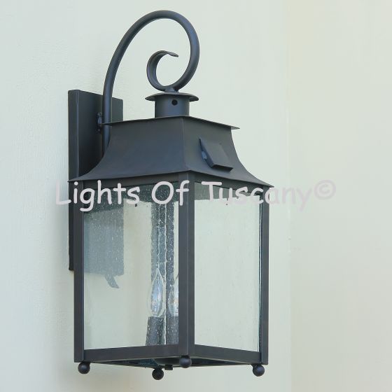 Contemporary Outdoor Wrought Iron Wall Lantern	7357-3
