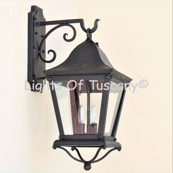 7361-3 Traditional Colonial Style Outdoor Iron Wall Lantern