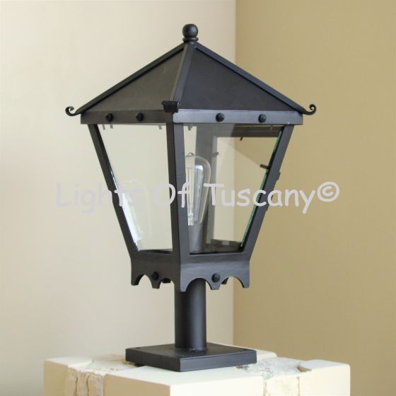 7411-1P  Tuscan Mediterranean Style Iron Post Light Lantern