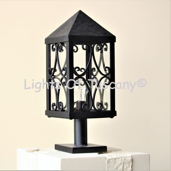 7430-1P Spanish Revival Style Exterior Iron Post Light