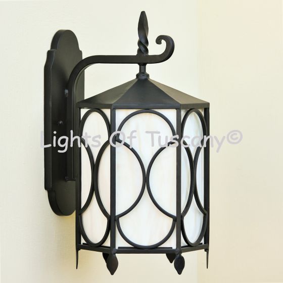 Contemporary Wrought Iron Wall Lantern w/ diffuser 7462-1