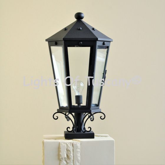 7525-1 Contemporary Mediterranean Style Wrought Iron Outdoor Post Light