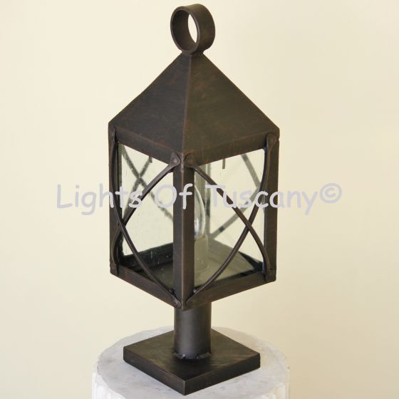 Rustic pier mount post lantern light