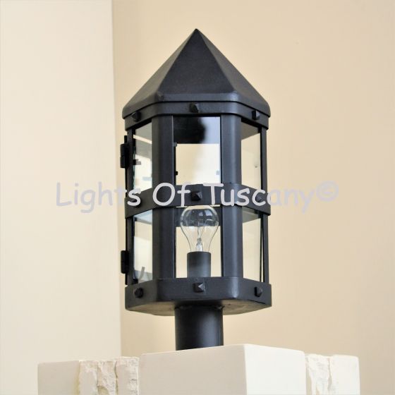 7556-1P Spanish Old World Style Outdoor Iron Post Light