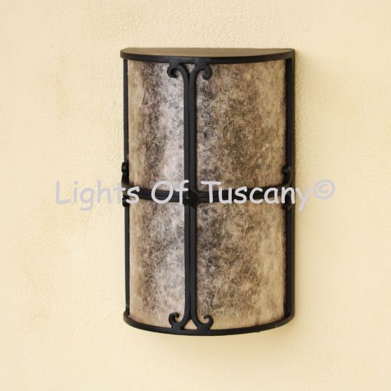 7561-1MIC Spanish Transitional Style Wrought Iron Pocket Wall Light with Mica