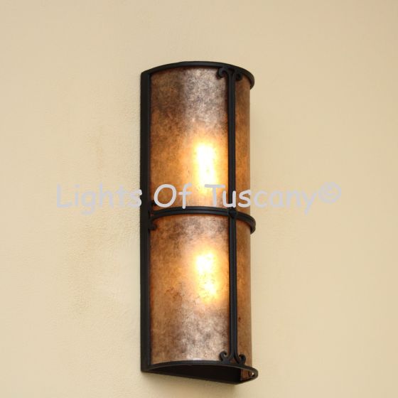 7562-2MIC Transitional Style Tall Outdoor Pocket Wall Light with mica