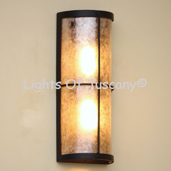 7572-2MIC Transitional Style Tall Outdoor Pocket Wall Light with Mica