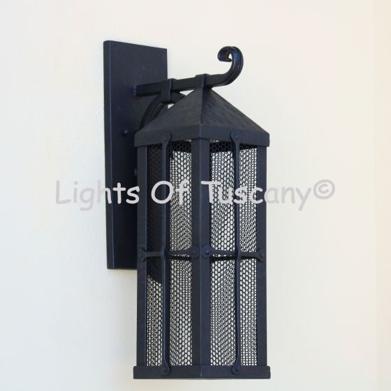7614-1 Contemporary Spanish Style Wall Lantern with Mesh