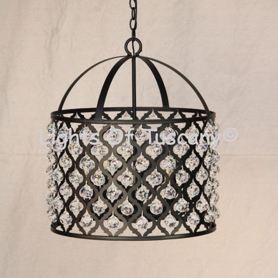 8001-6 Crystal Pendant Drum Light