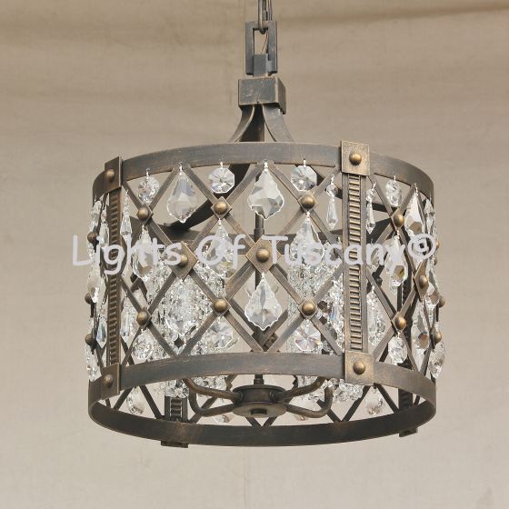 8055-4 Contemporary Wrought Iron Crystal Chandelier