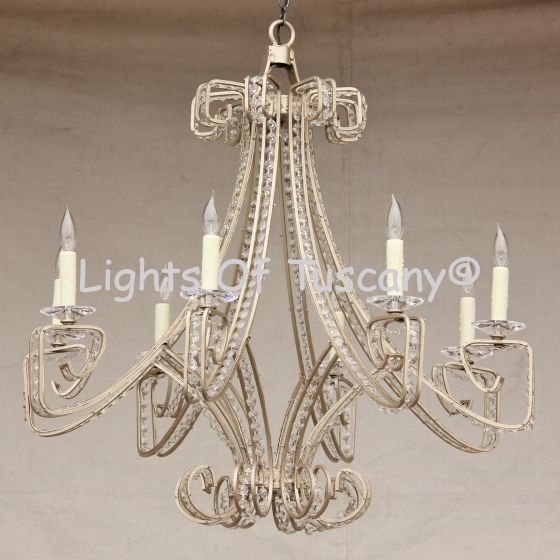 8105-8 Contemporary Crystal Wrought Iron Chandelier