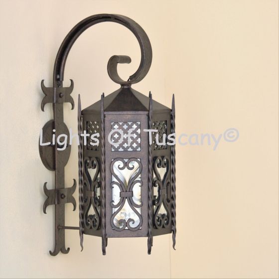 8115-1 Gothic Style Wrought Iron Outdoor Wall Lantern