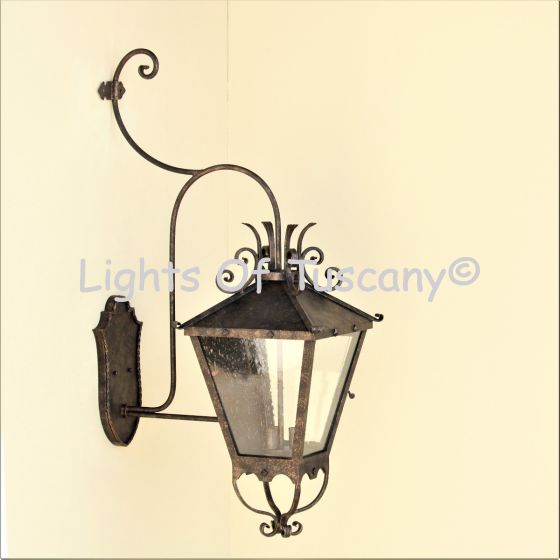 8223-4 Mediterranean-Tuscan Style Decorative Iron Outdoor Wall Lantern