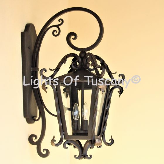 8230-3 Tuscan Mediterranean Style Outdoor Iron Wall Lantern