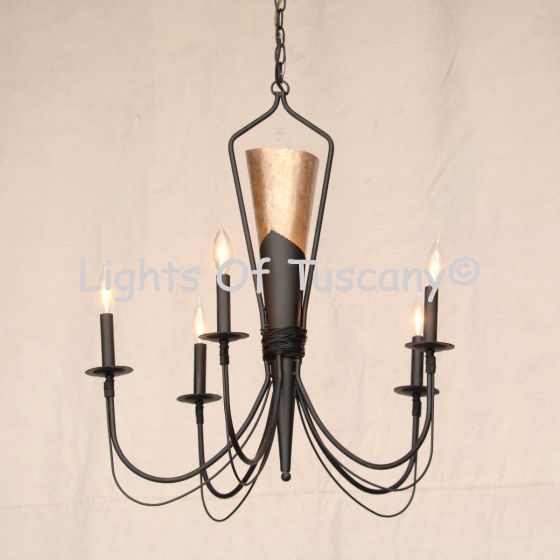 9010-6 Transitional Contemporary Style Wrought Iron Chandelier