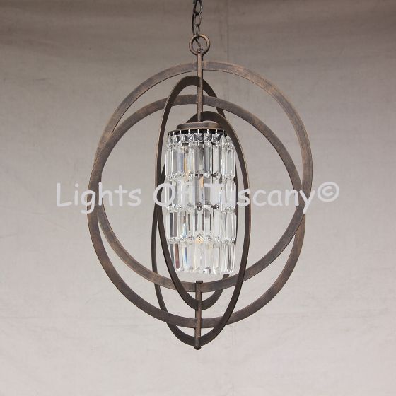 9415-5 Crystal Contemporary Wrought Iron Chandelier