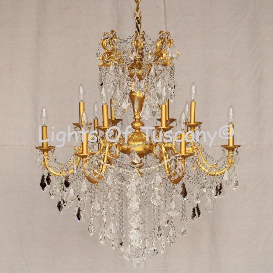9727-12 Wrought Iron Crystal Chandelier