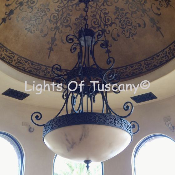 Custom Tuscan Style Bowl Pendant Light.