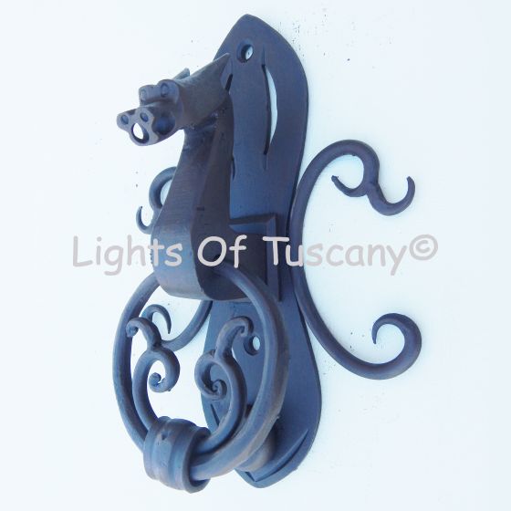 Door knocker with medieval/castle style dragon design