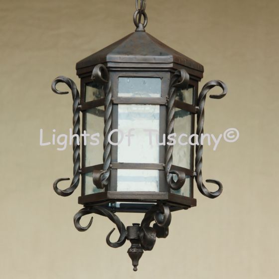 Hanging Lantern-Hand Forged-Wrought Iron/ Tuscan lantern