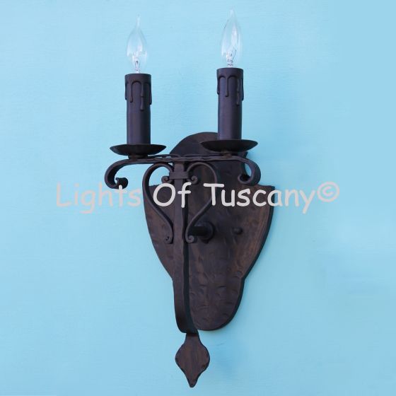 Wrought iron wall sconces hand forged/ Tuscan wall sconce 