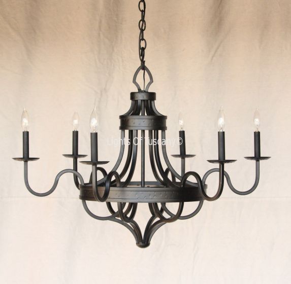 1095-6 Transitional Mediterranean Style Wrought Iron Chandelier